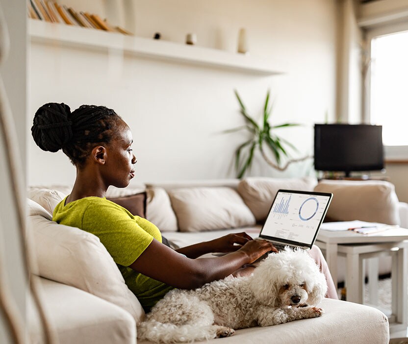 Man using tablet device