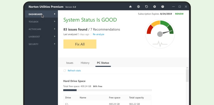 System status is good graph